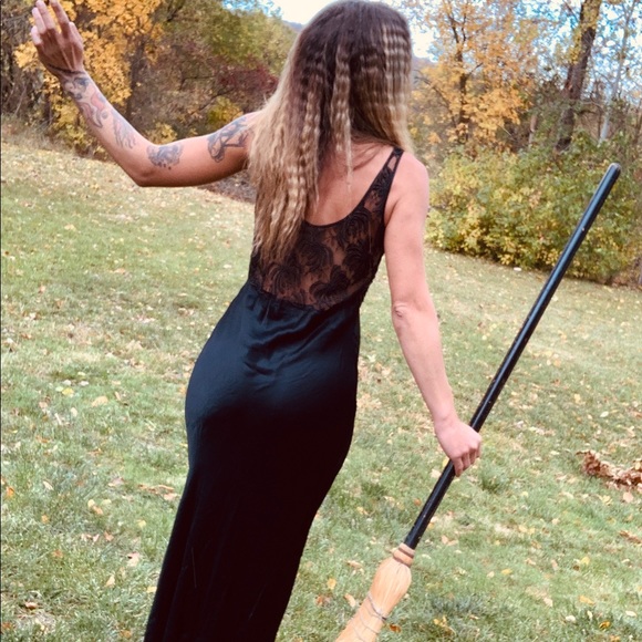 Vintage 90’s beaded black maxi dress SZ M - Picture 2 of 9